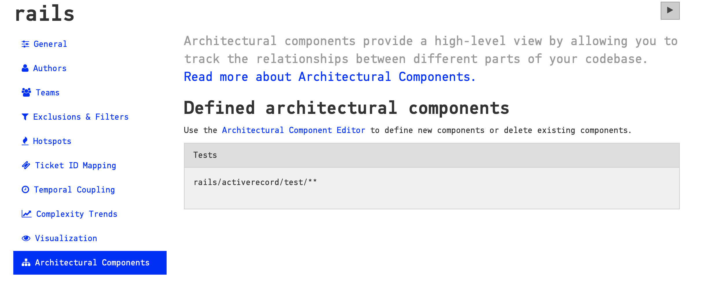 The architectural components tab reflects the changes made