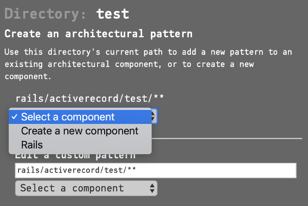 The "Select a component" menu