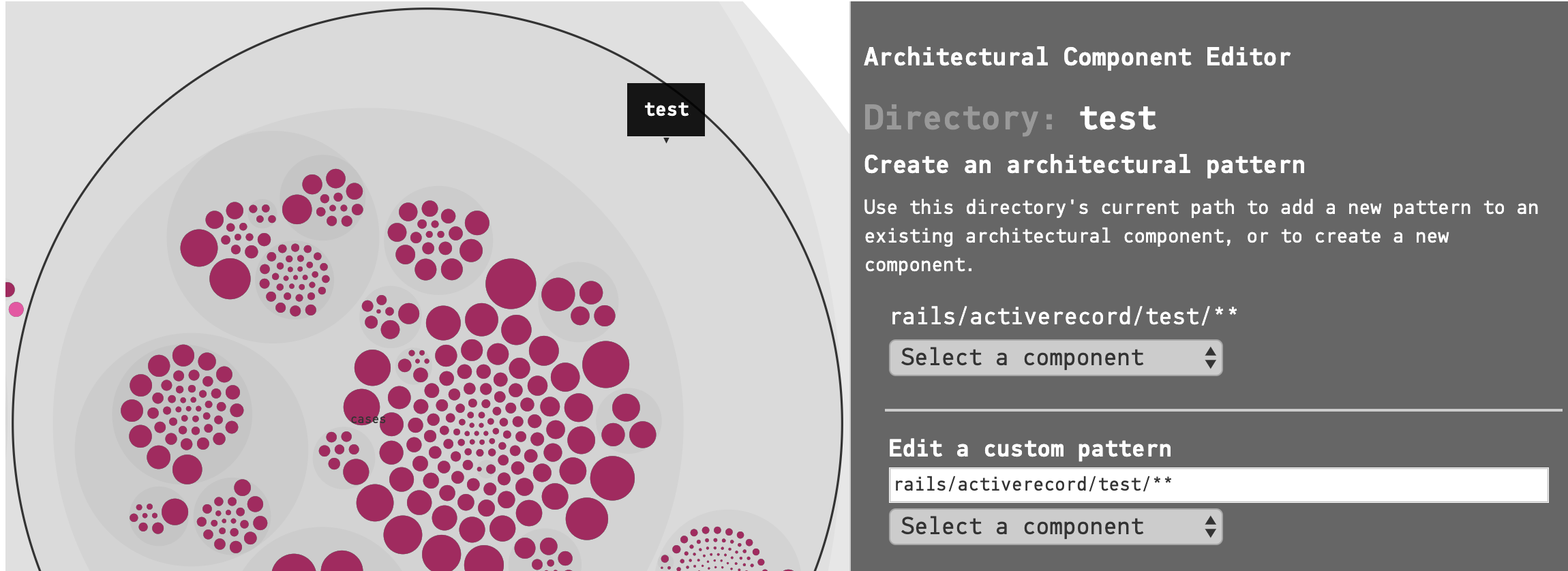 Zooming in on a directory in the architectural component editor.