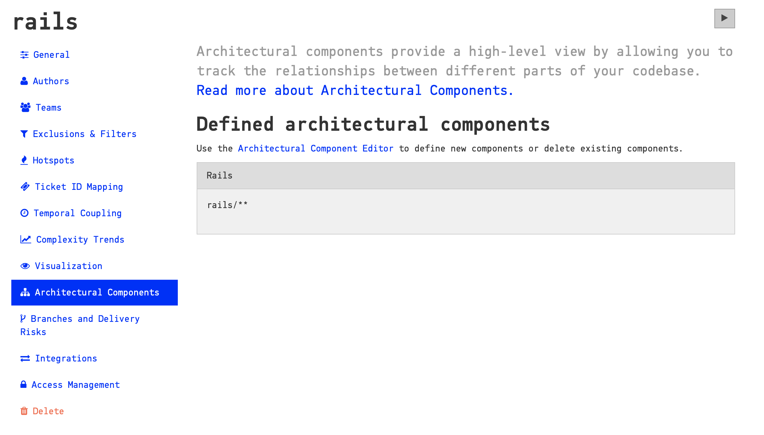 A project's default Architectural Components