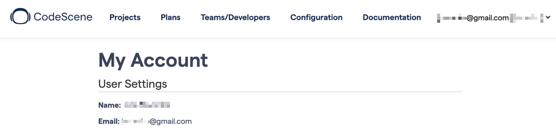 Find CodeScene account email address in My Account.