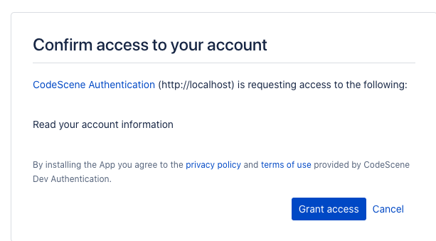 Bitbucket's consent page