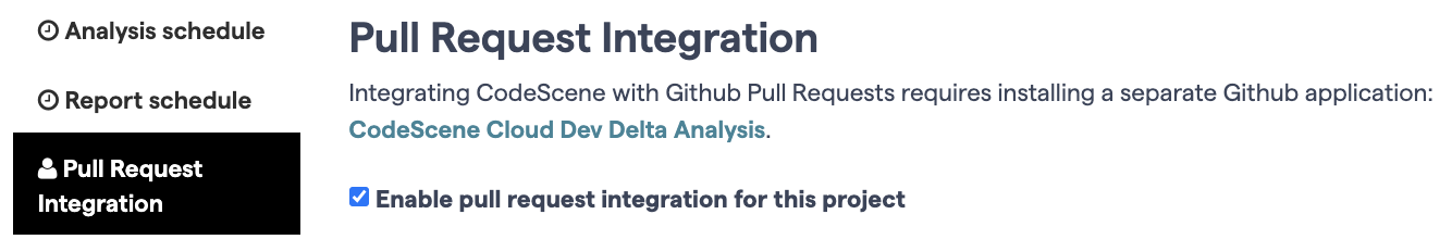 Enable the pull request integration with a single click.